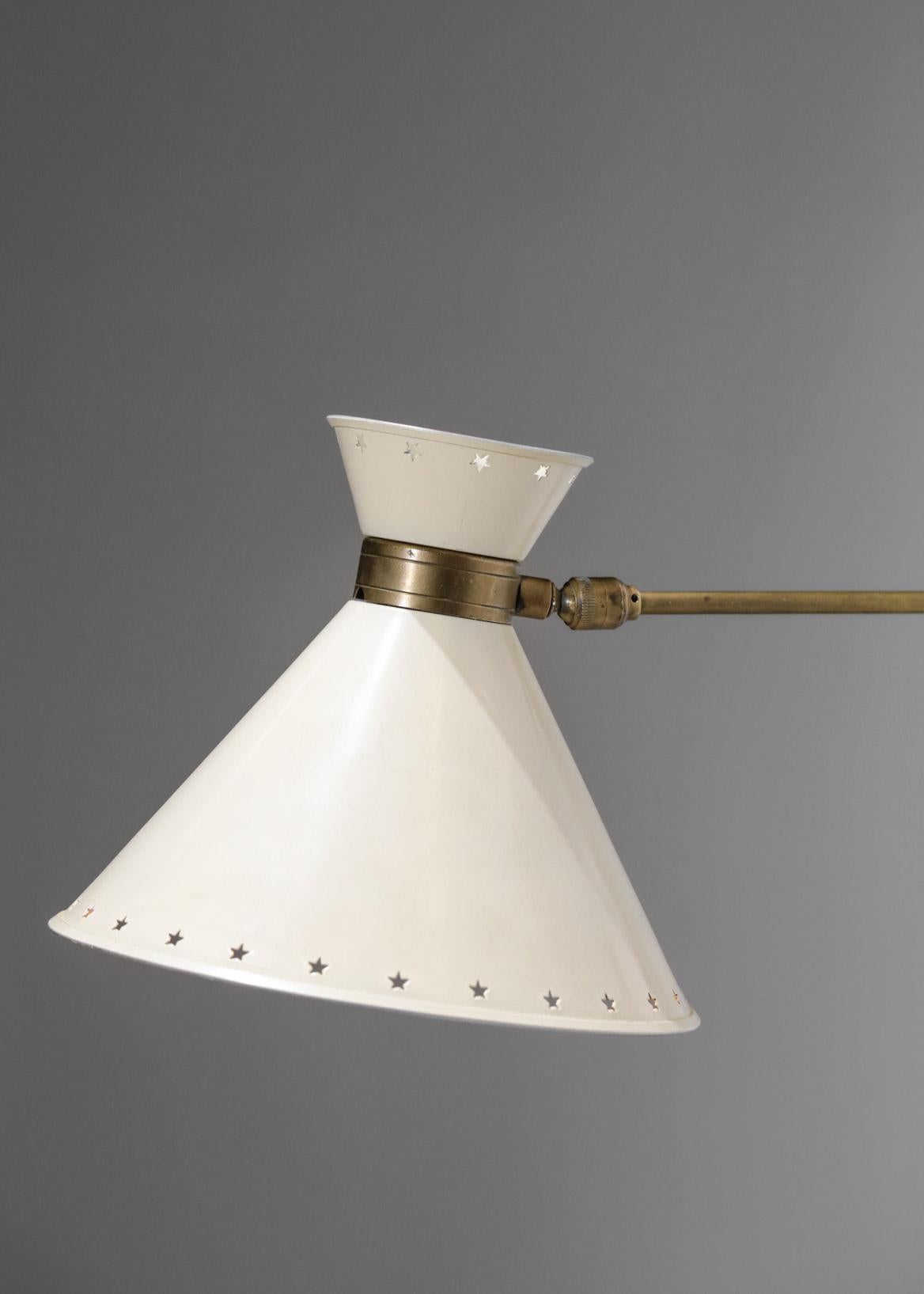 Mid-Century Modern Lamp Lunel 50's Vintage Stars Brass in Style of Robert Mathieu E384