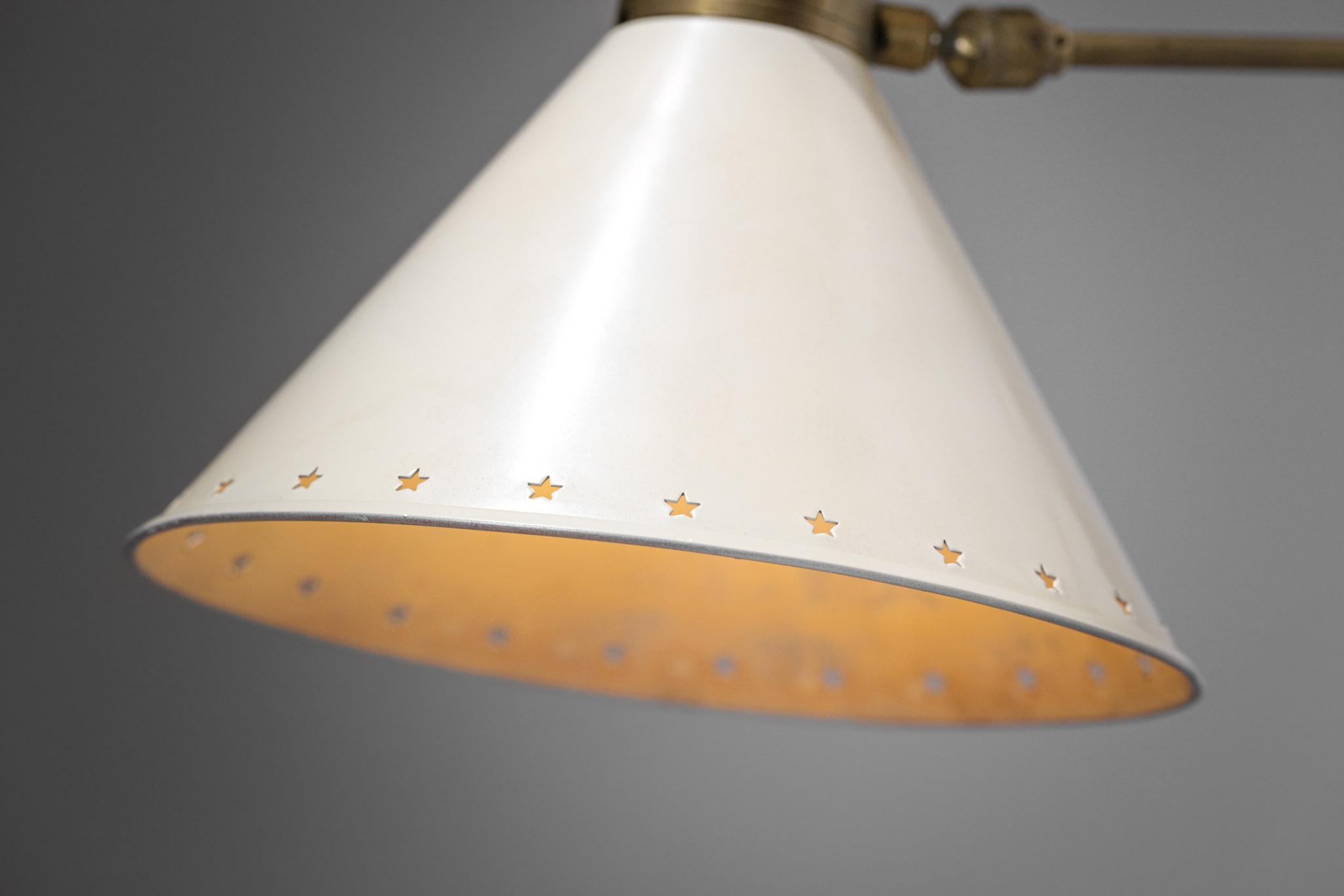 Mid-20th Century Lamp Lunel 50's Vintage Stars Brass in Style of Robert Mathieu E384