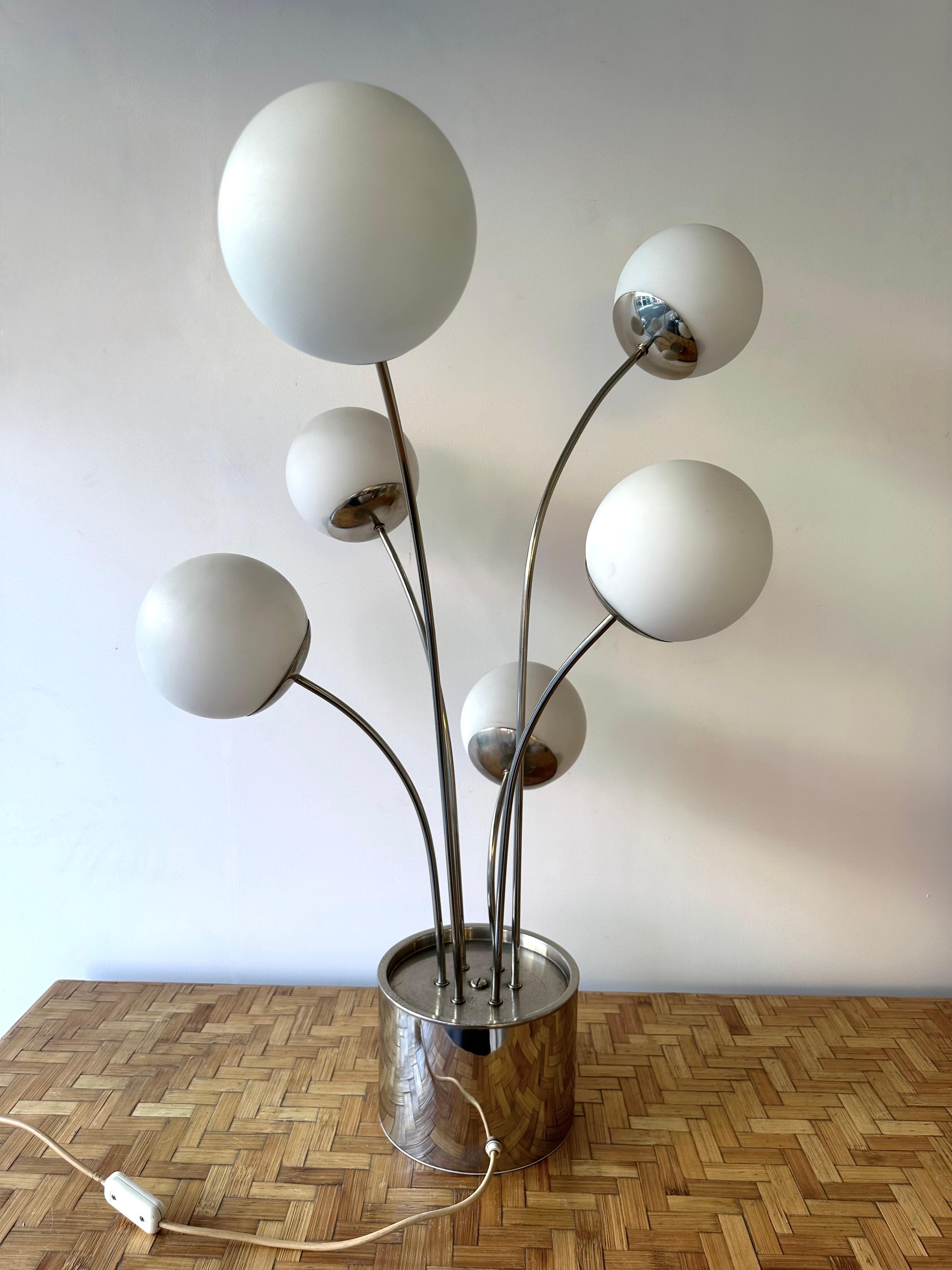 Lamp Metal and Opaline Glass by Pia Guidetti Crippa for Lumi, Italy, 1970s For Sale 7