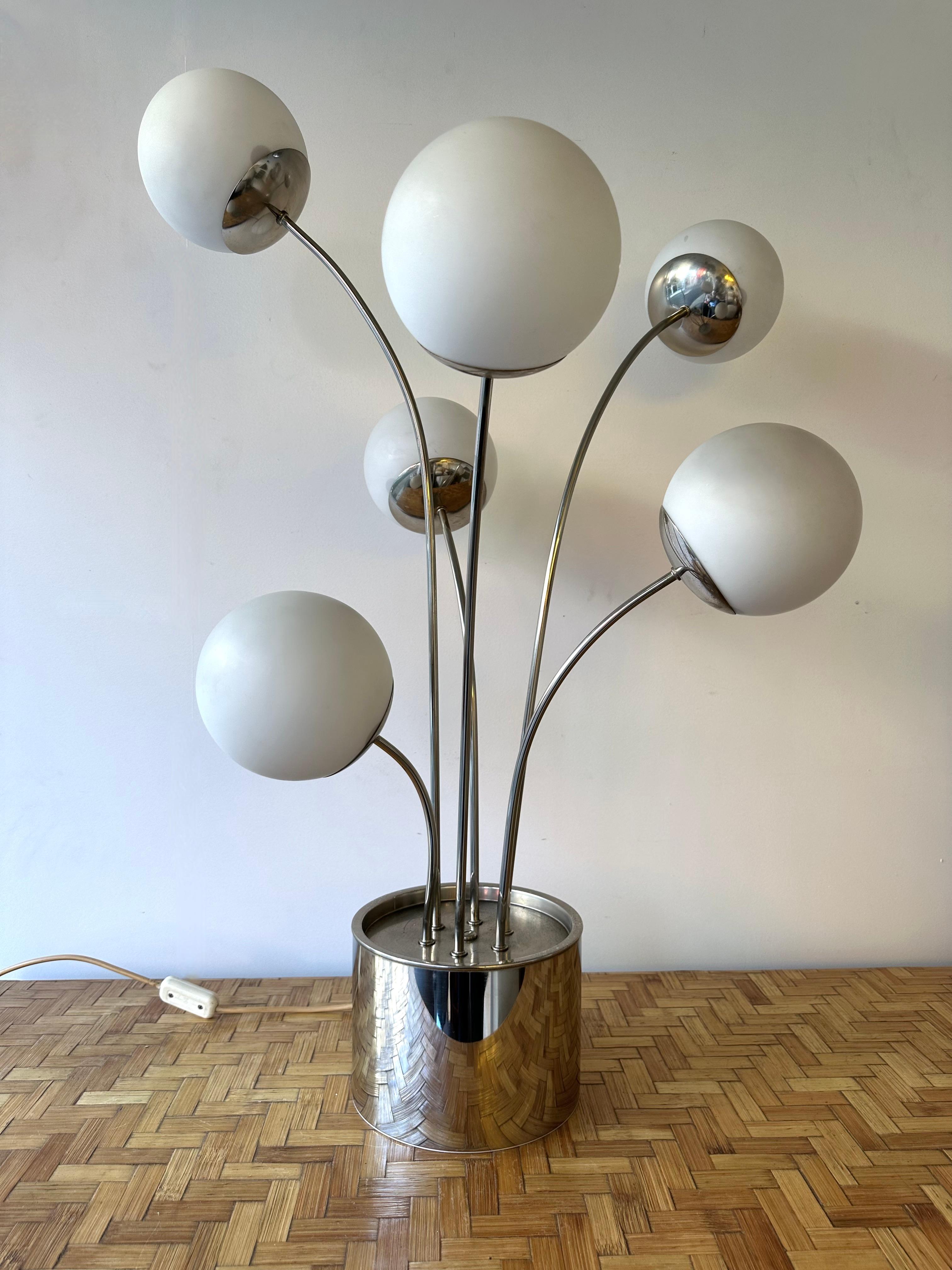 Lamp Metal and Opaline Glass by Pia Guidetti Crippa for Lumi, Italy, 1970s In Good Condition For Sale In SAINT-OUEN, FR