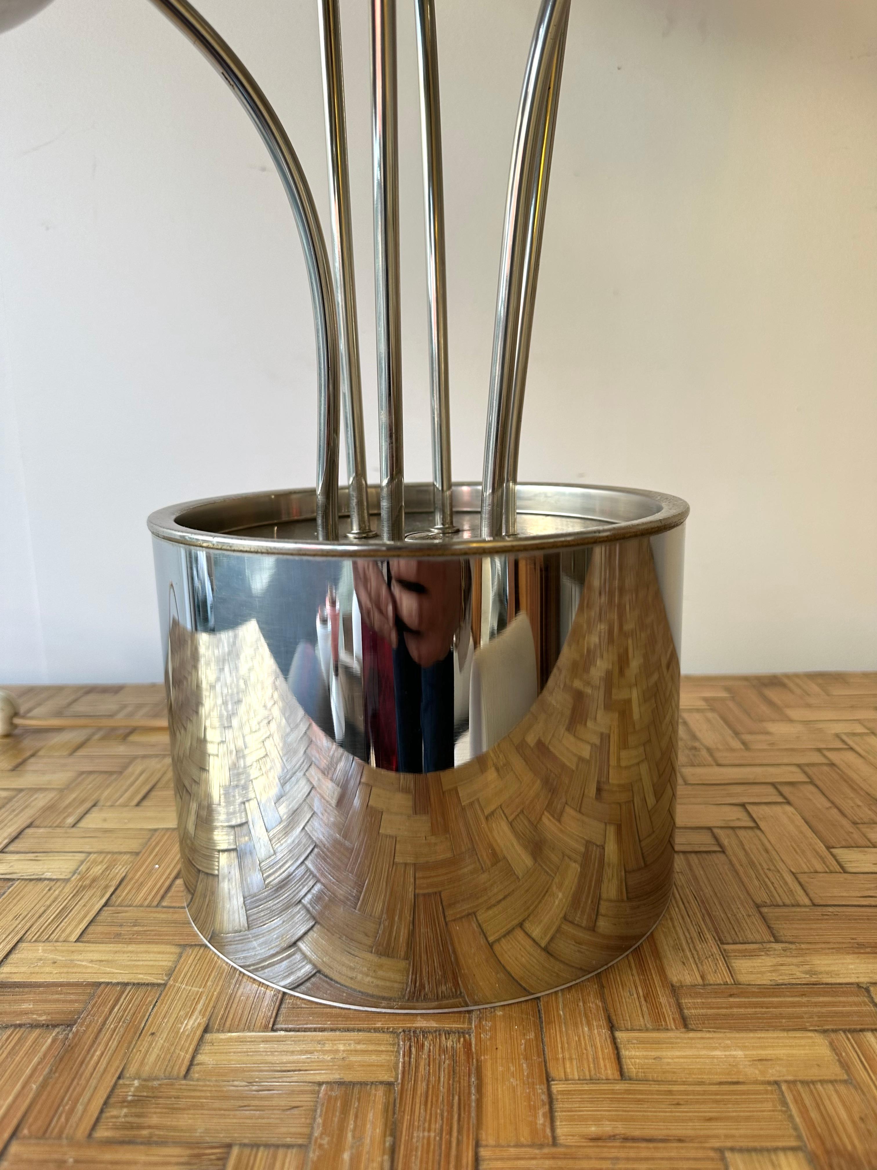 Lamp Metal and Opaline Glass by Pia Guidetti Crippa for Lumi, Italy, 1970s For Sale 2