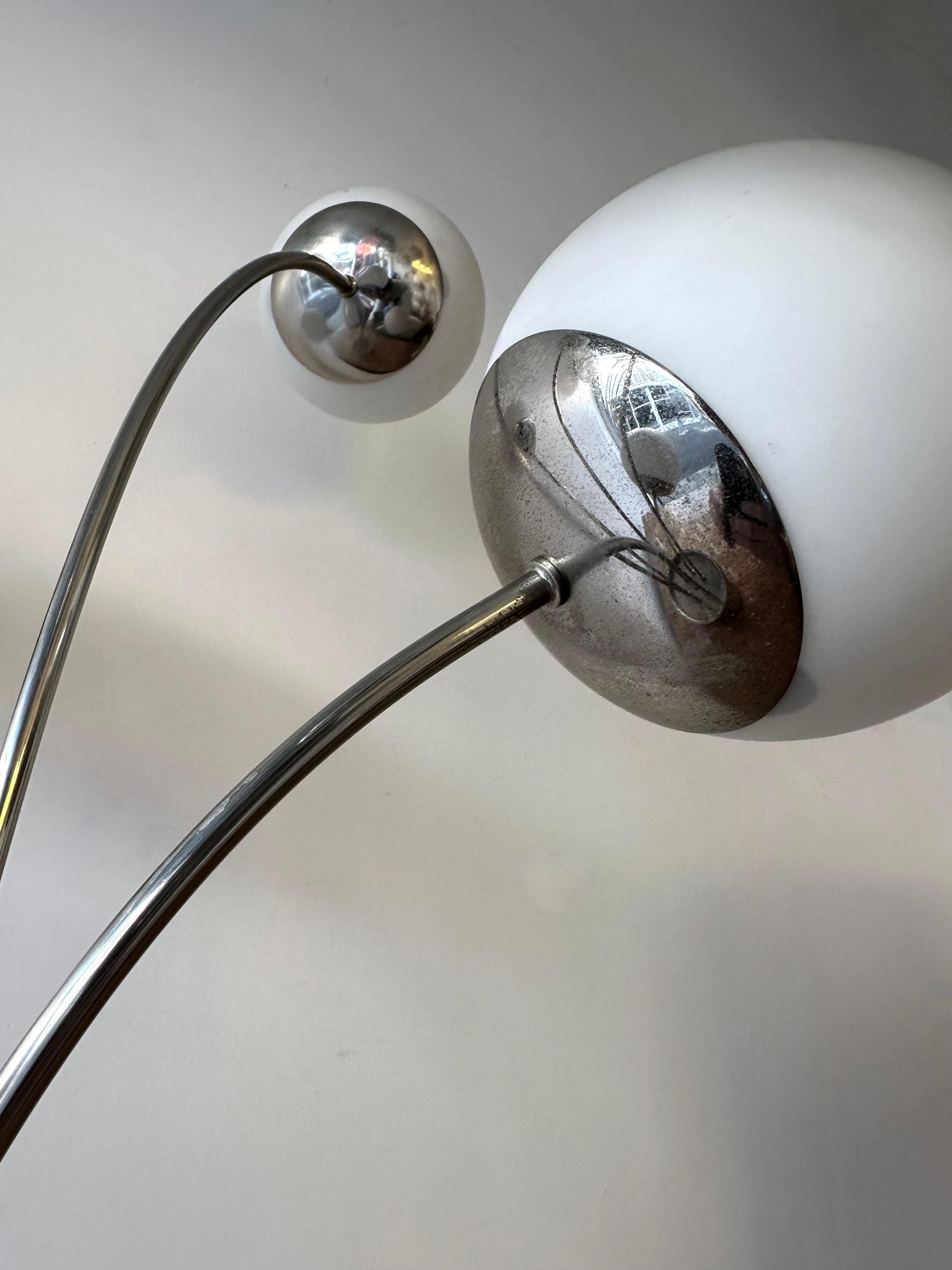 Lamp Metal and Opaline Glass by Pia Guidetti Crippa for Lumi, Italy, 1970s For Sale 3