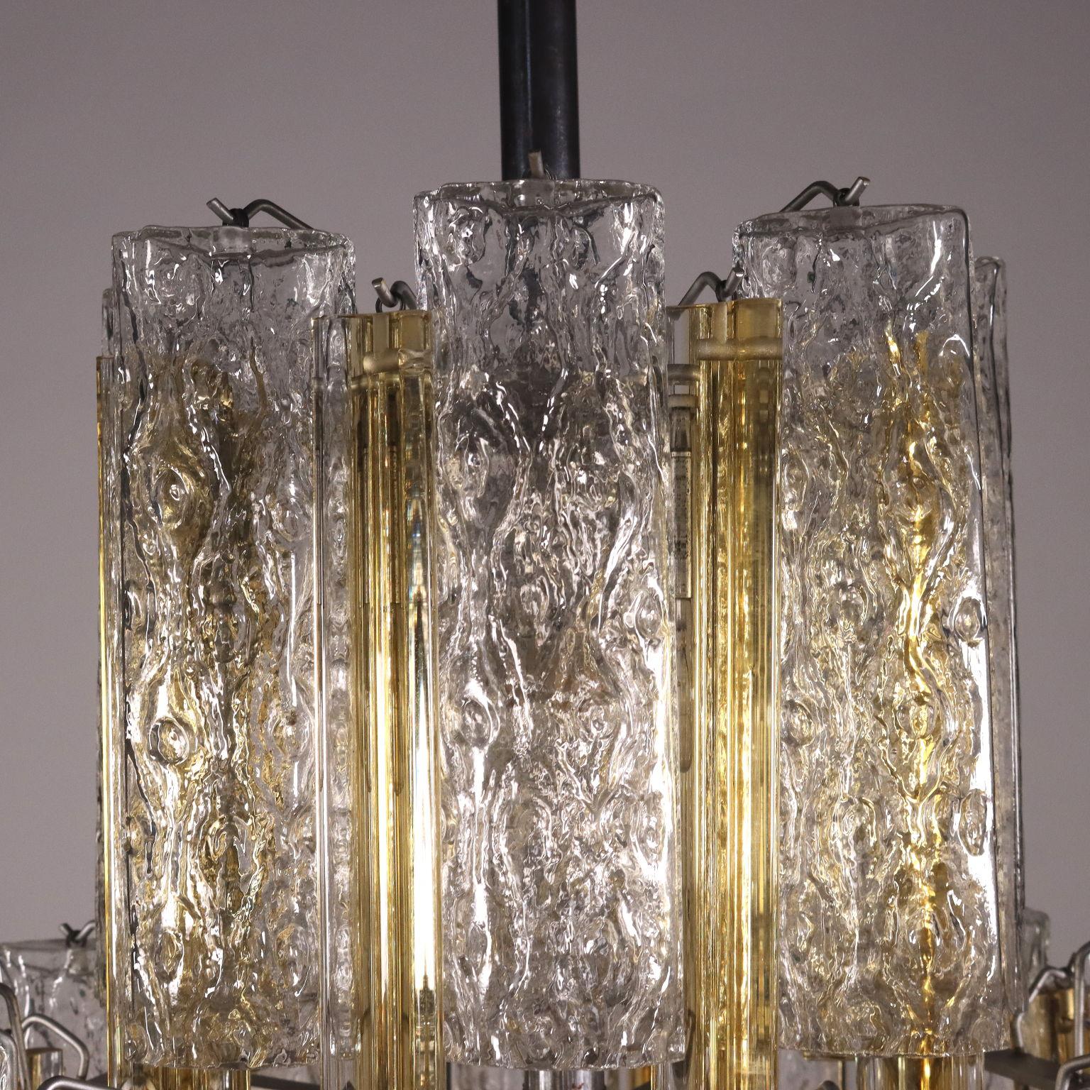 Italian Lamp Metal Blown Glass 1960s 1970s