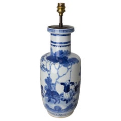 Lampe montée sur un vase chinois bleu et blanc:: France