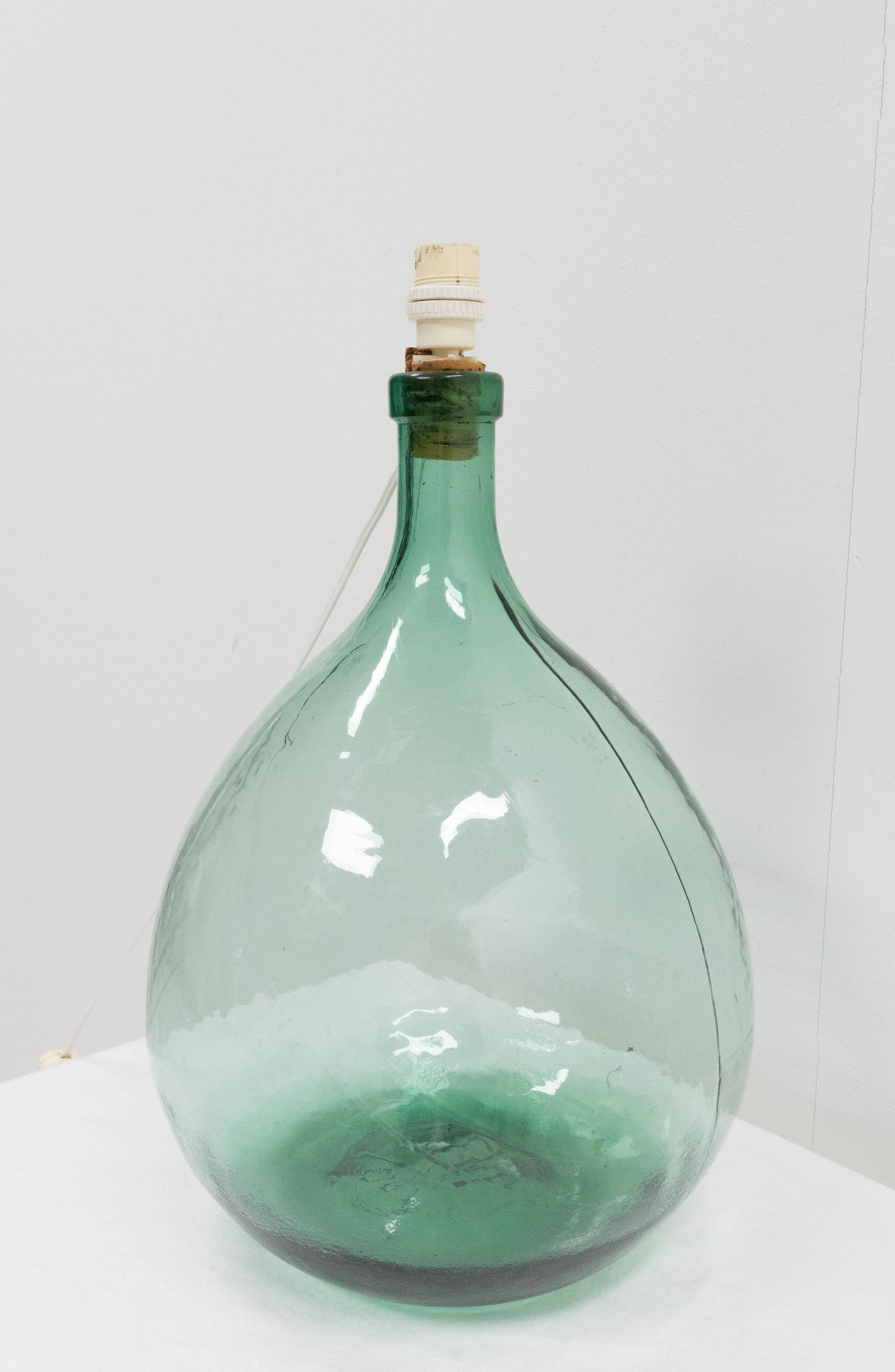 Français Lampe montée sur une bouteille de verre vintage Demijohns Lady Jeanne ou Carboys, France en vente