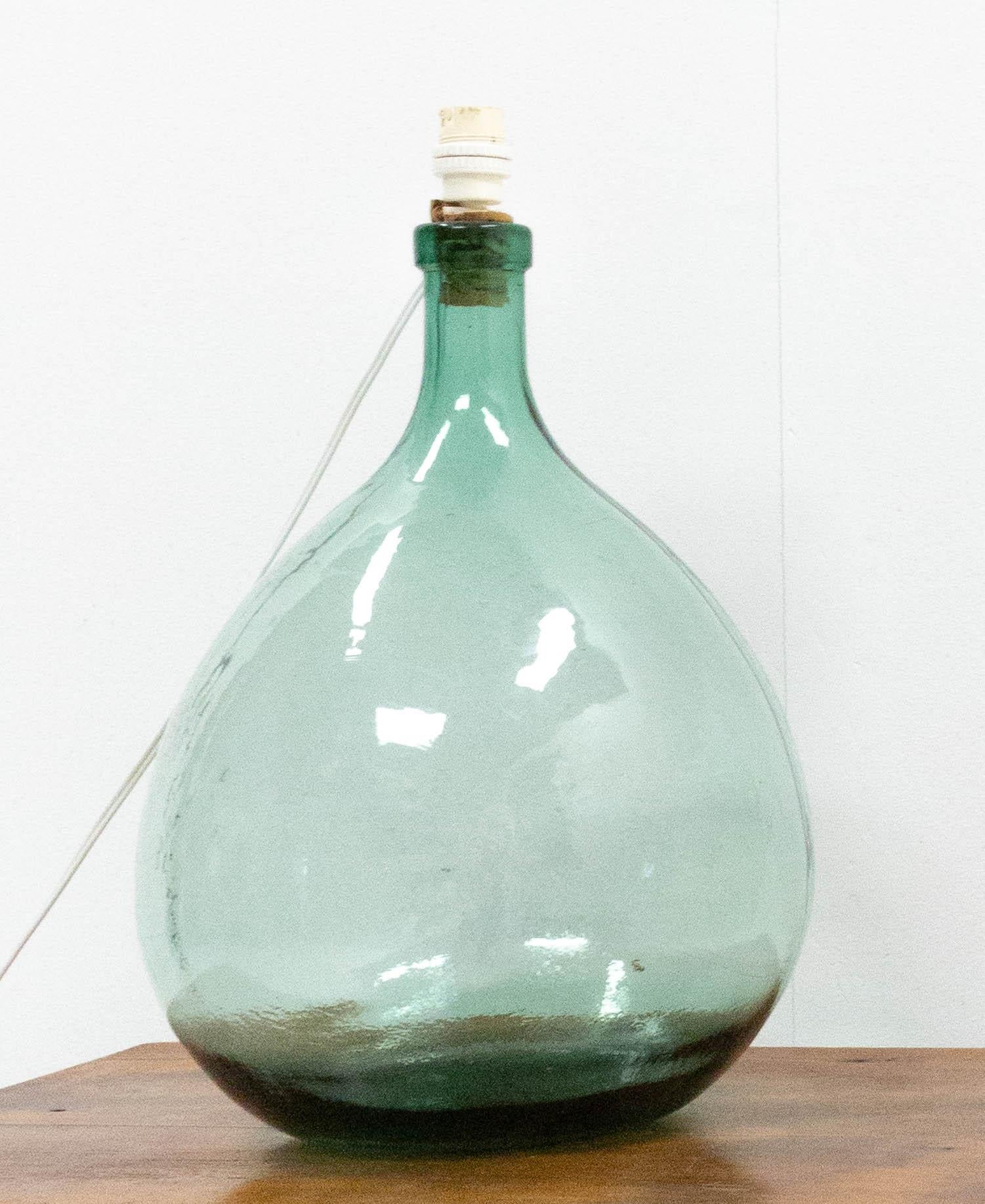 Lampe montée sur une bouteille de verre vintage Demijohns Lady Jeanne ou Carboys, France Bon état - En vente à Labrit, Landes