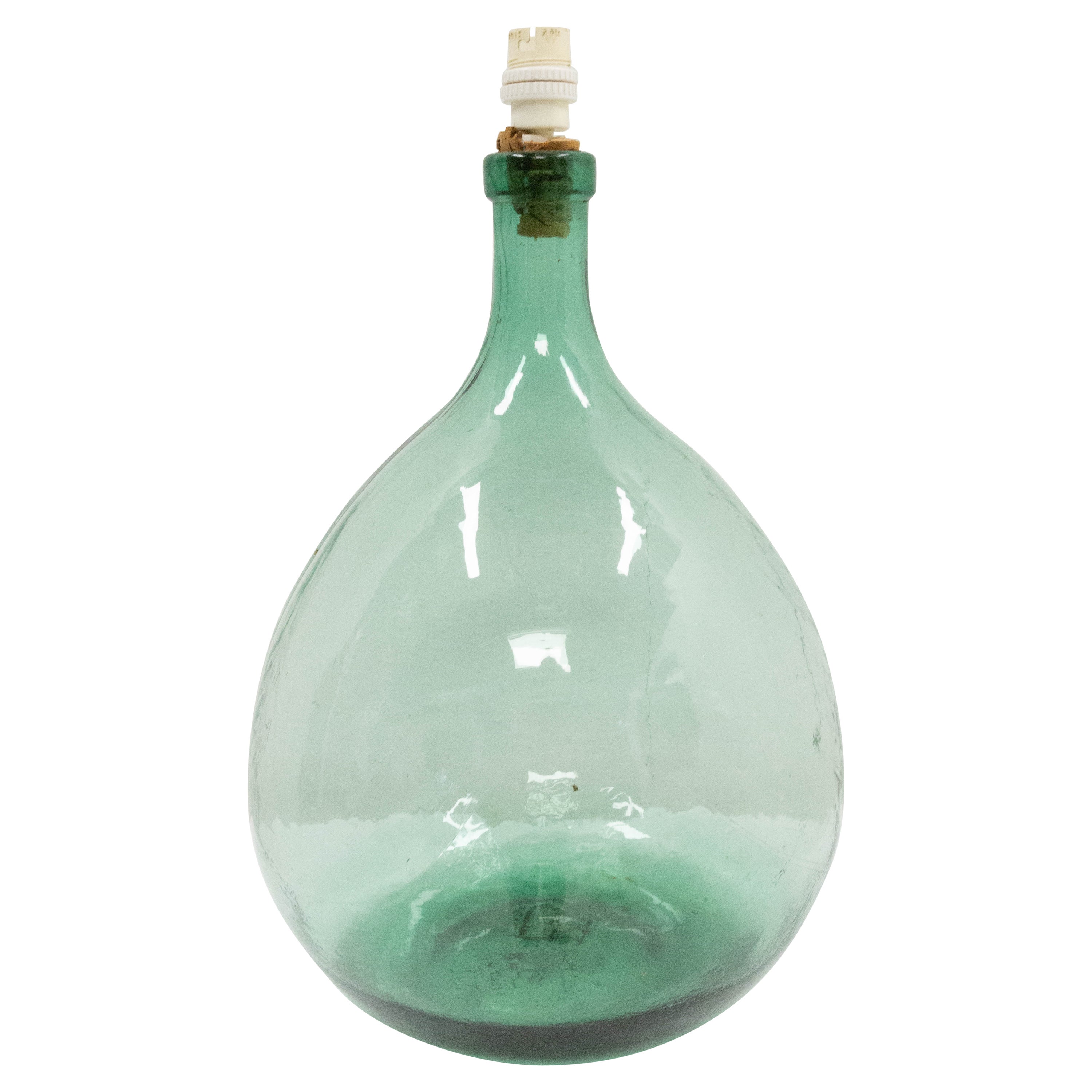 Lámpara Montada en una Botella de Vidrio Vintage Damajuanas Lady Jeanne o Carboys, Francia