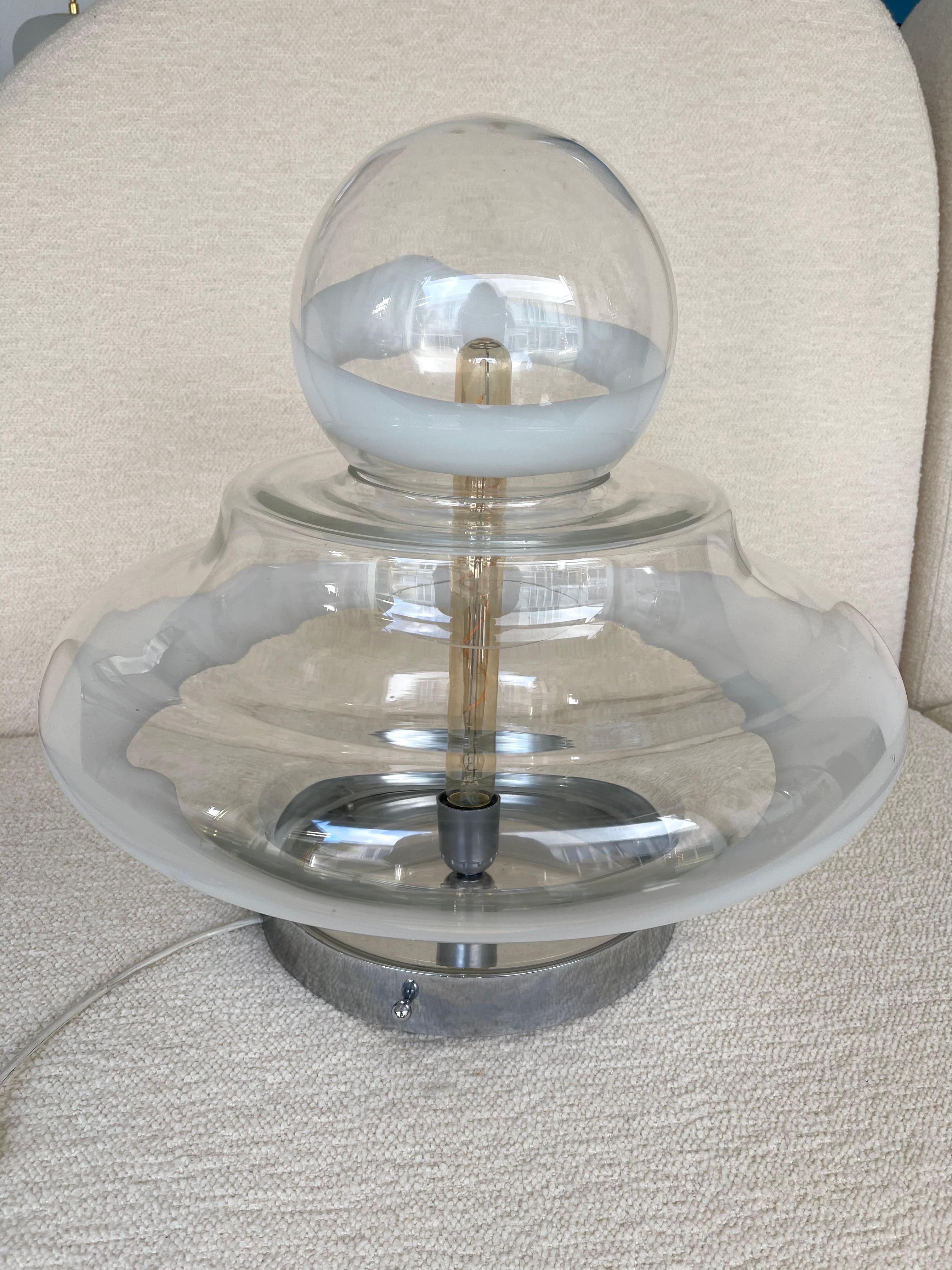 Lampe aus Muranoglas und Metall von Mazzega, Italien, 1970er Jahre (Moderne der Mitte des Jahrhunderts) im Angebot