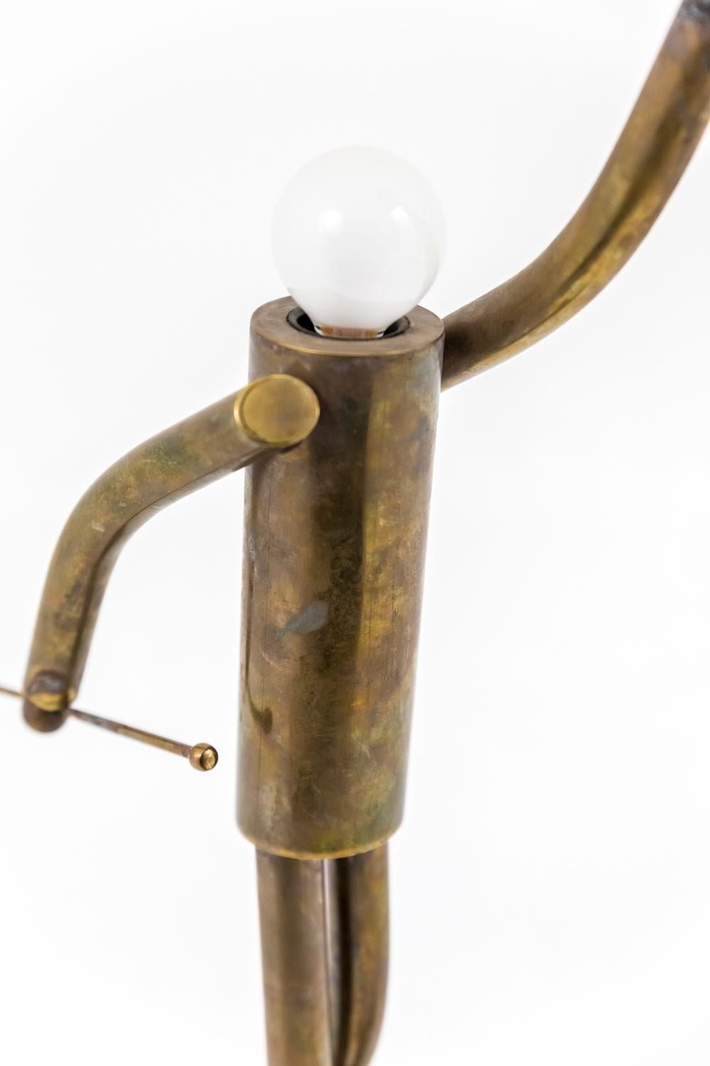 Lamp Music-Hall Dancer in Patinated Brass, 1930s For Sale 1