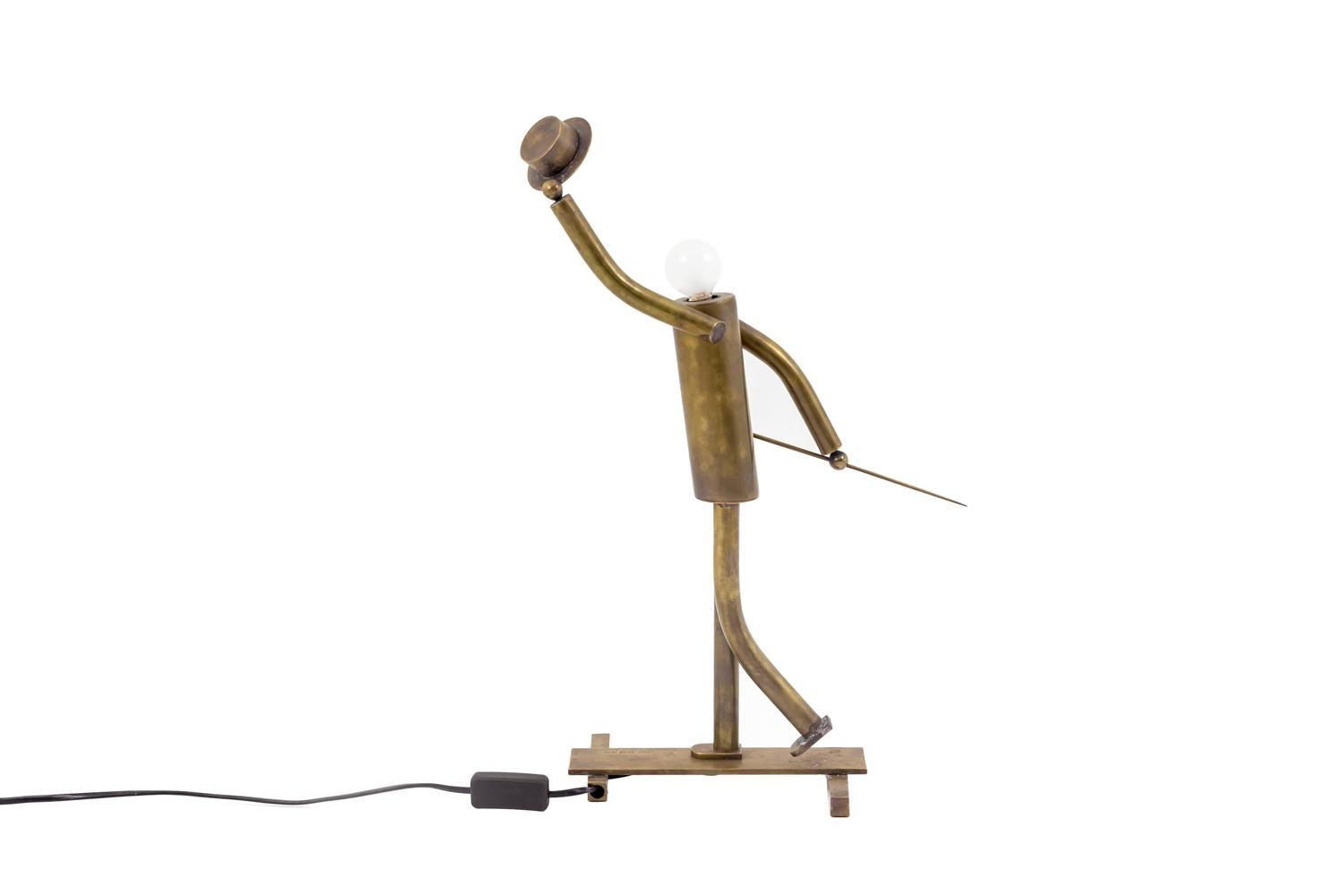 North American Lamp Music-Hall Dancer in Patinated Brass, 1930s For Sale