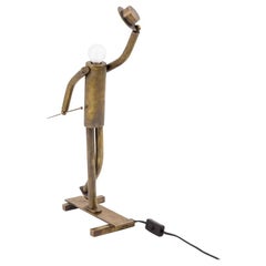 Lamp Music-Hall Dancer in Patinated Brass, 1930s