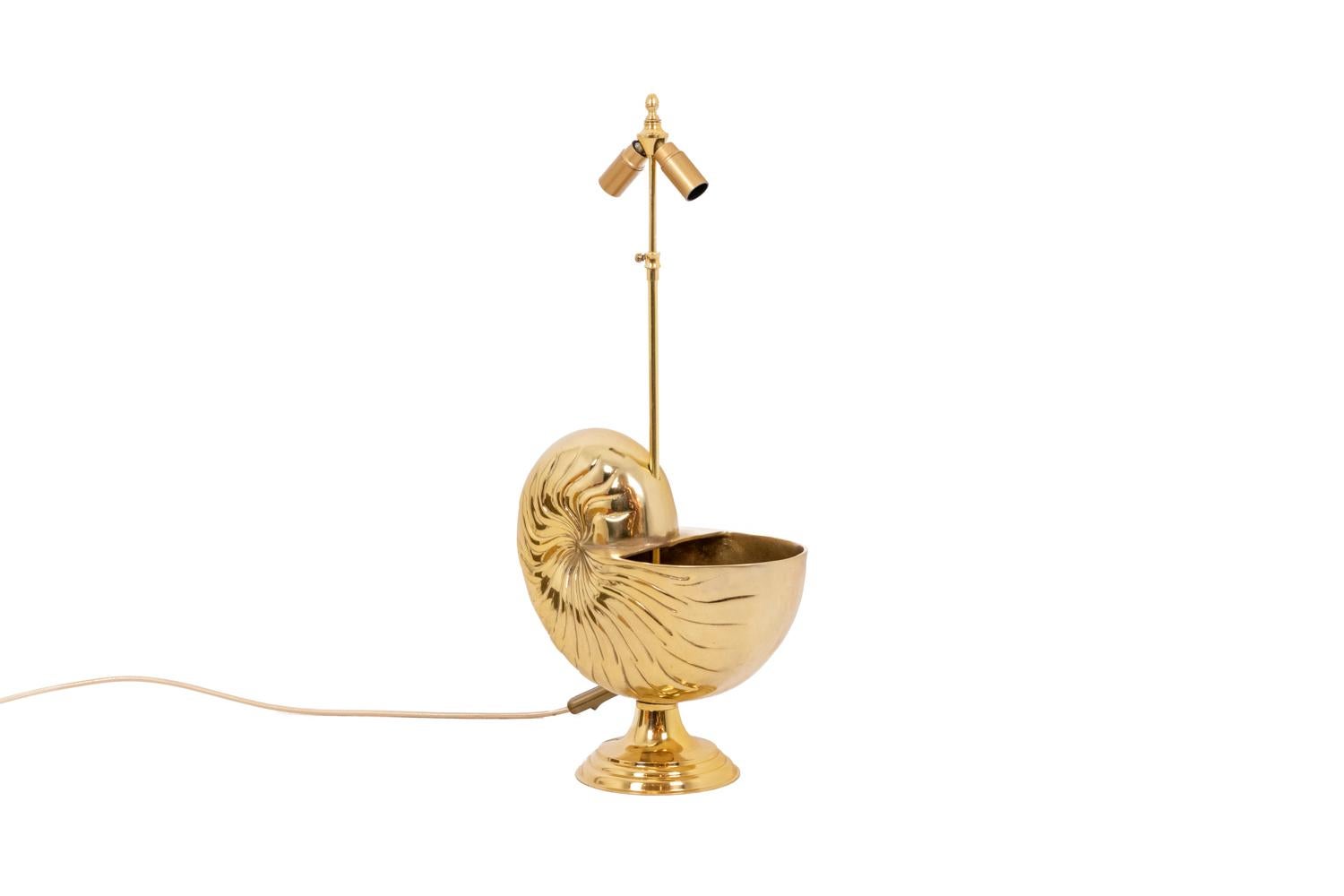 French Lamp Nautilus in Gilt Bronze, 1970s For Sale
