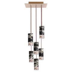 Lamp One 6-Light Chandelier in Black Marble by Formaminima