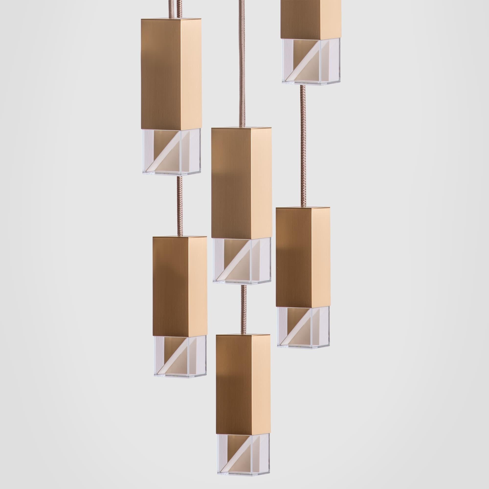 Modern Lamp One 6-Light Chandelier in Brass by Formaminima For Sale