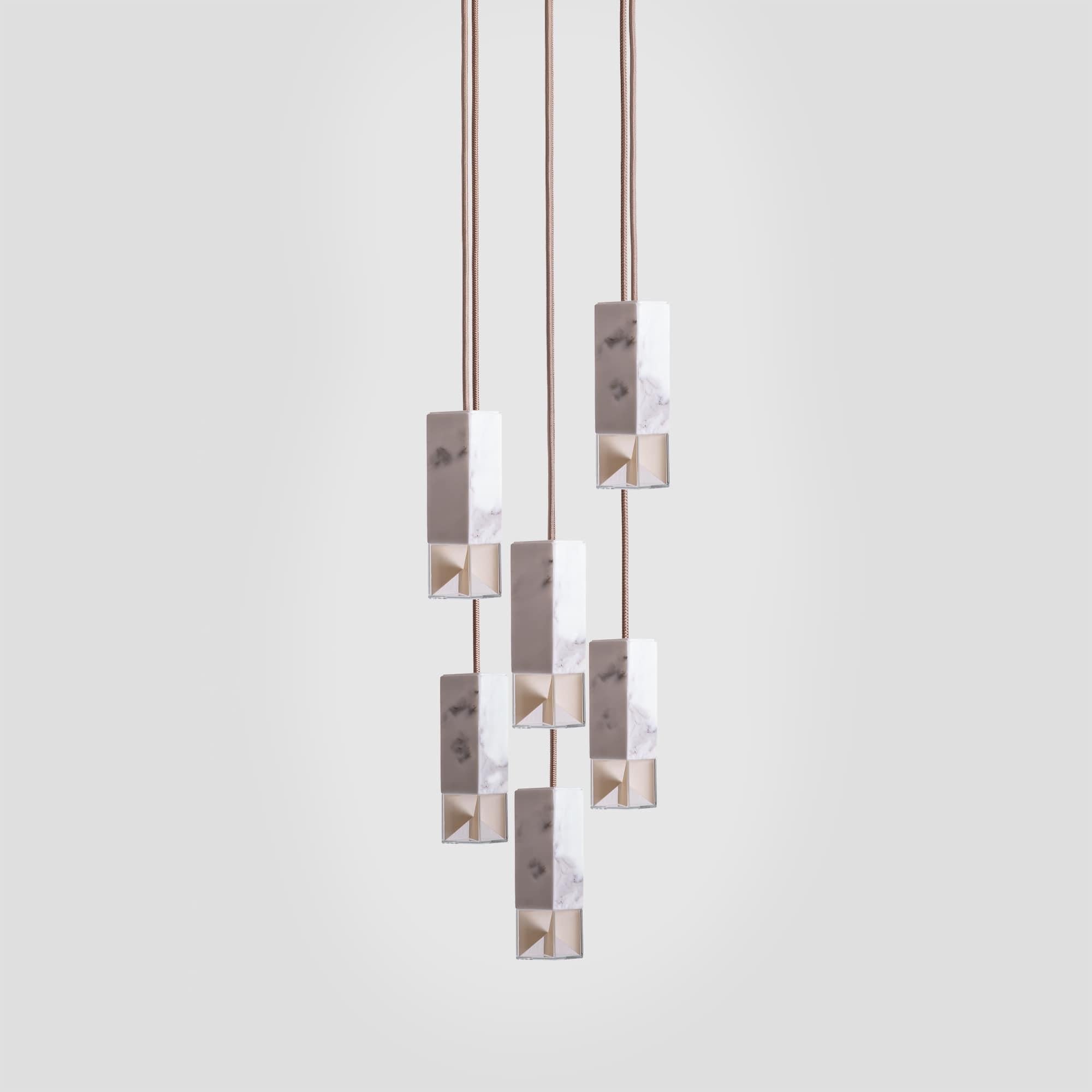 Modern Lamp One 6-Light Chandelier in Marble by Formaminima For Sale
