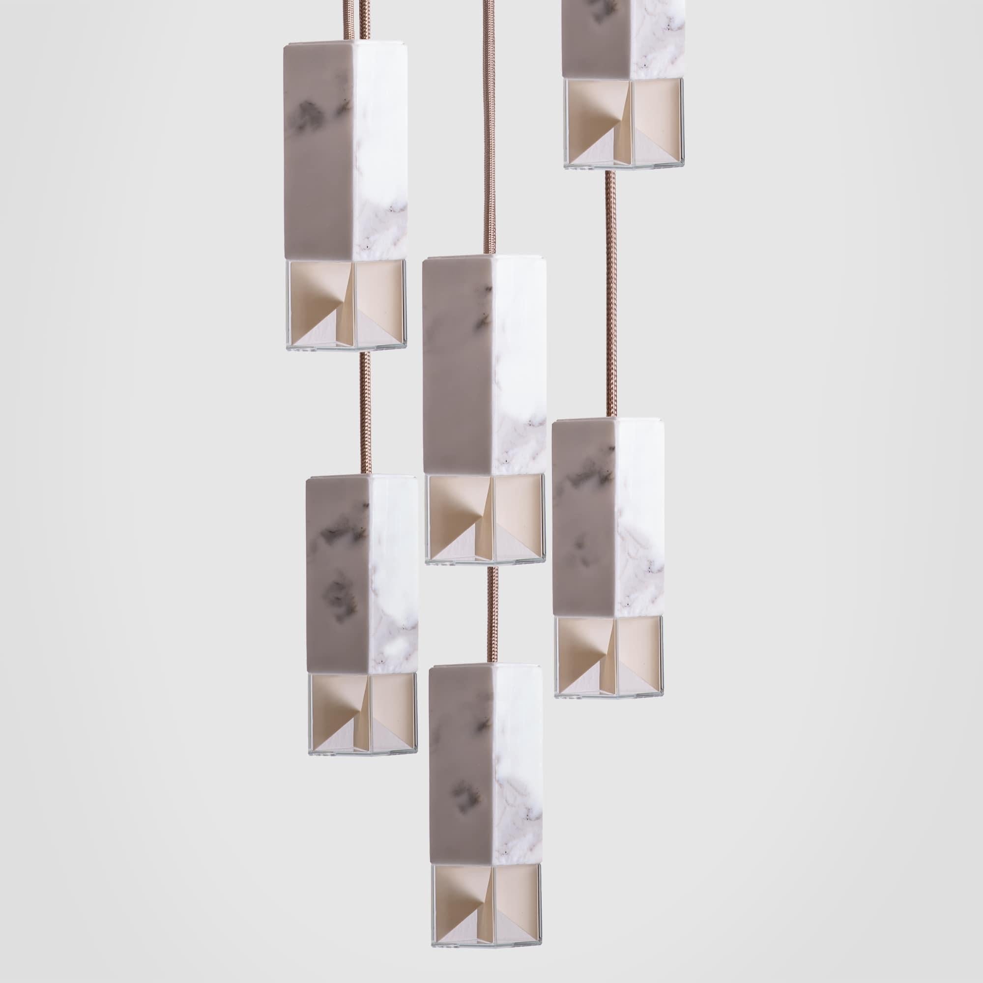 Italian Lamp One 6-Light Chandelier in Marble by Formaminima