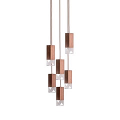 Lamp One 6-Light Chandelier in Walnut by Formaminima