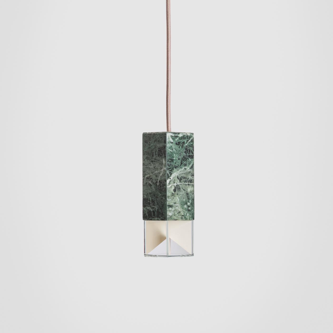 Contemporary Lamp/One Green Marble Pendant Lamp