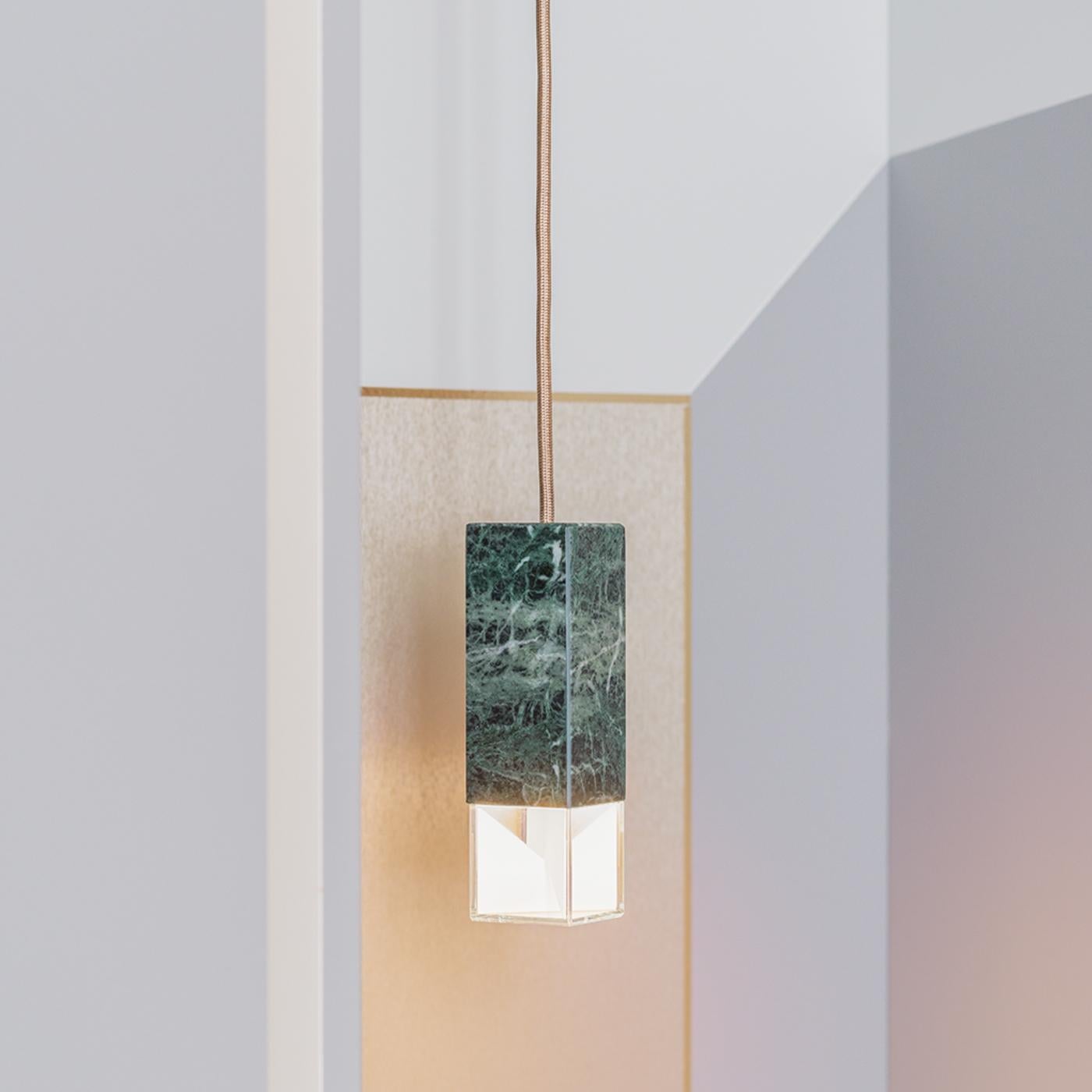 Brass Lamp/One Green Marble Pendant Lamp
