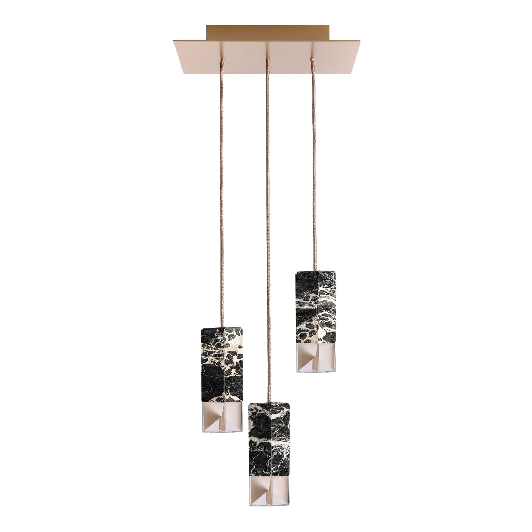 Lampe, One Trio-Kronleuchter, schwarzer Marmor, Edition von Formaminima im Angebot
