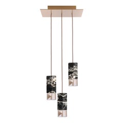 Lampe, One Trio-Kronleuchter, schwarzer Marmor, Edition von Formaminima