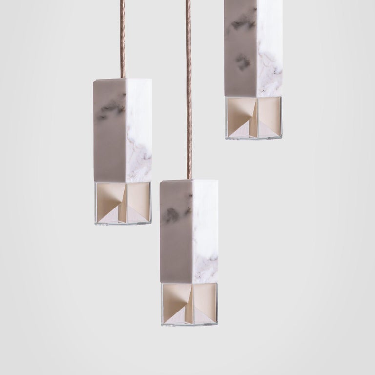 Modern Lamp One Trio Chandelier in Marble by Formaminima