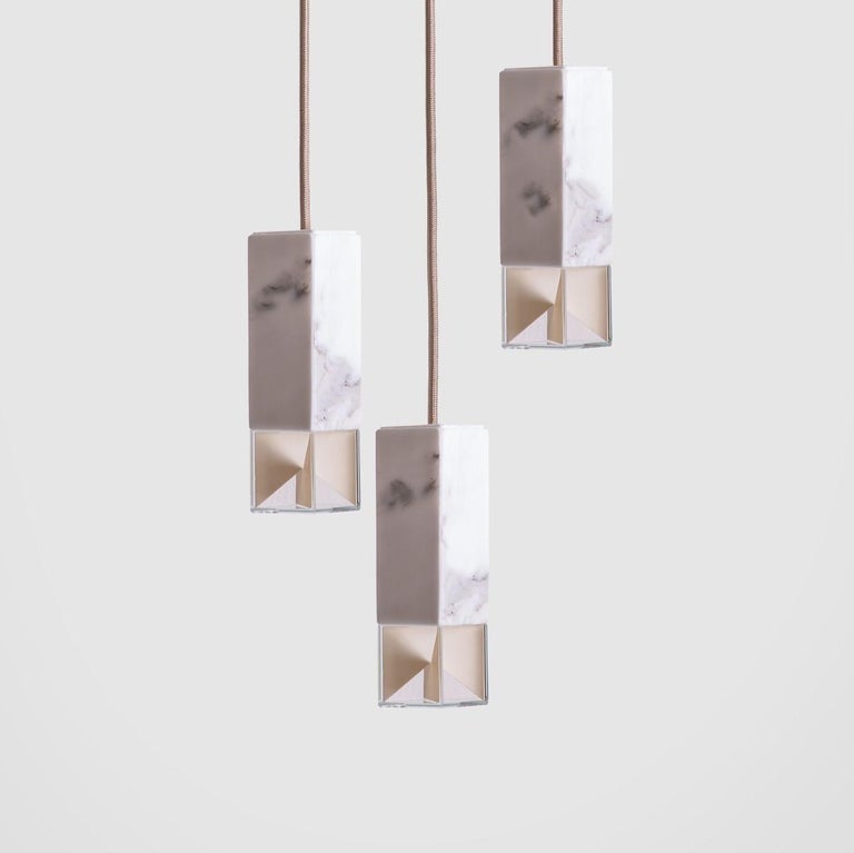 Italian Lamp One Trio Chandelier in Marble by Formaminima