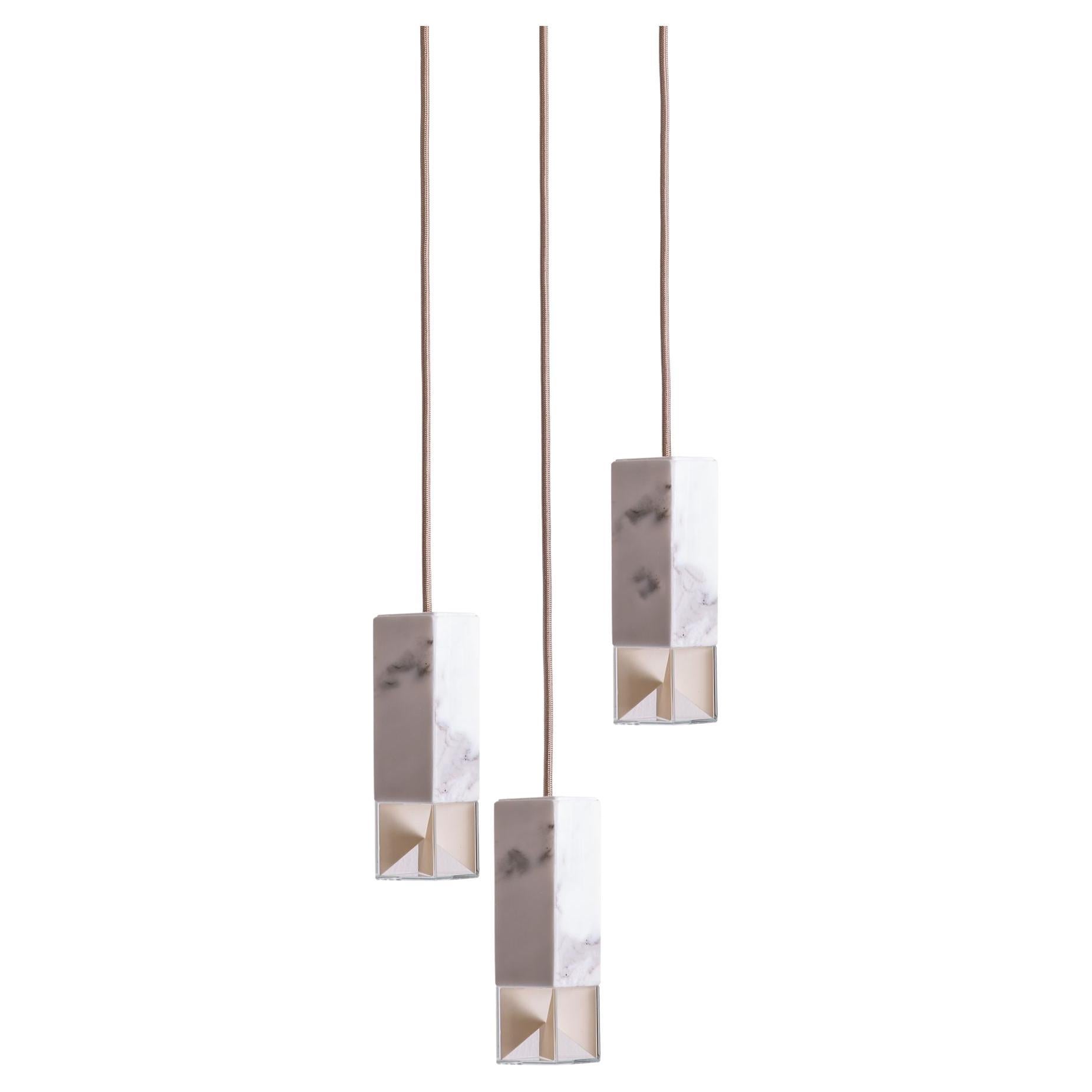 Lamp One Trio Chandelier in Marble by Formaminima