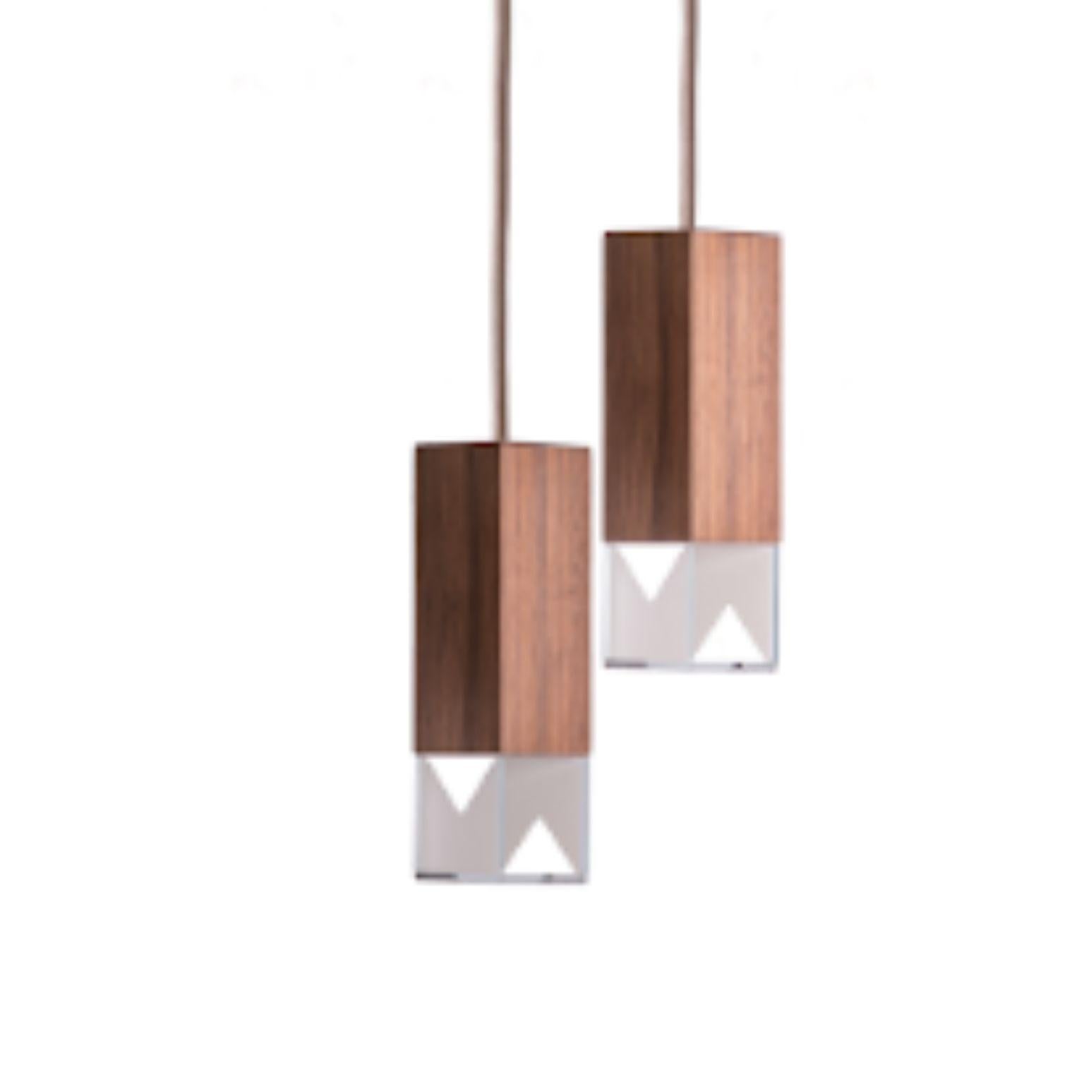 Italian Lamp One Wood Duet Chandelier by Formaminima For Sale