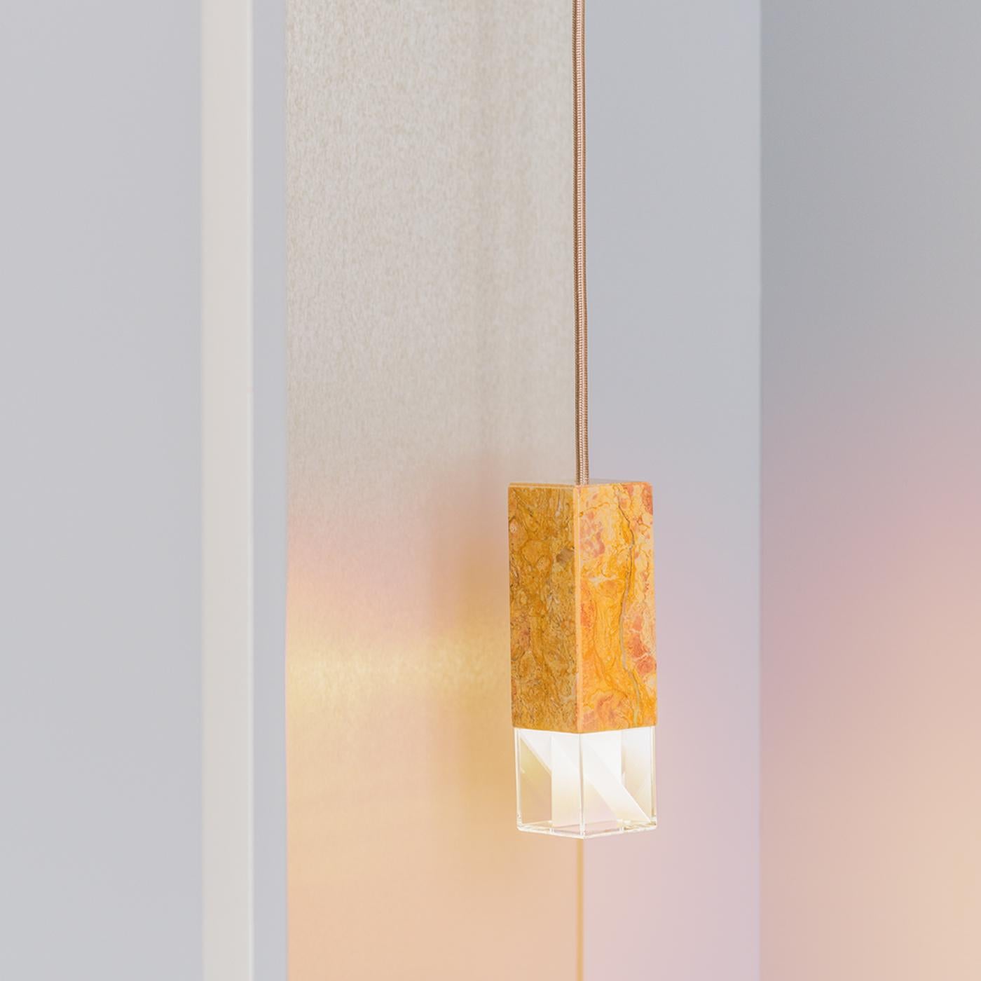 Contemporary Lamp/One Yellow Marble Pendant Lamp