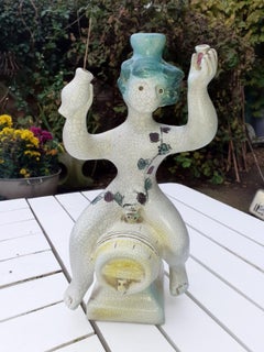 Lamp or Candlestick Ceramic "Bacchus" Georges Jouve, Sign Very Good State