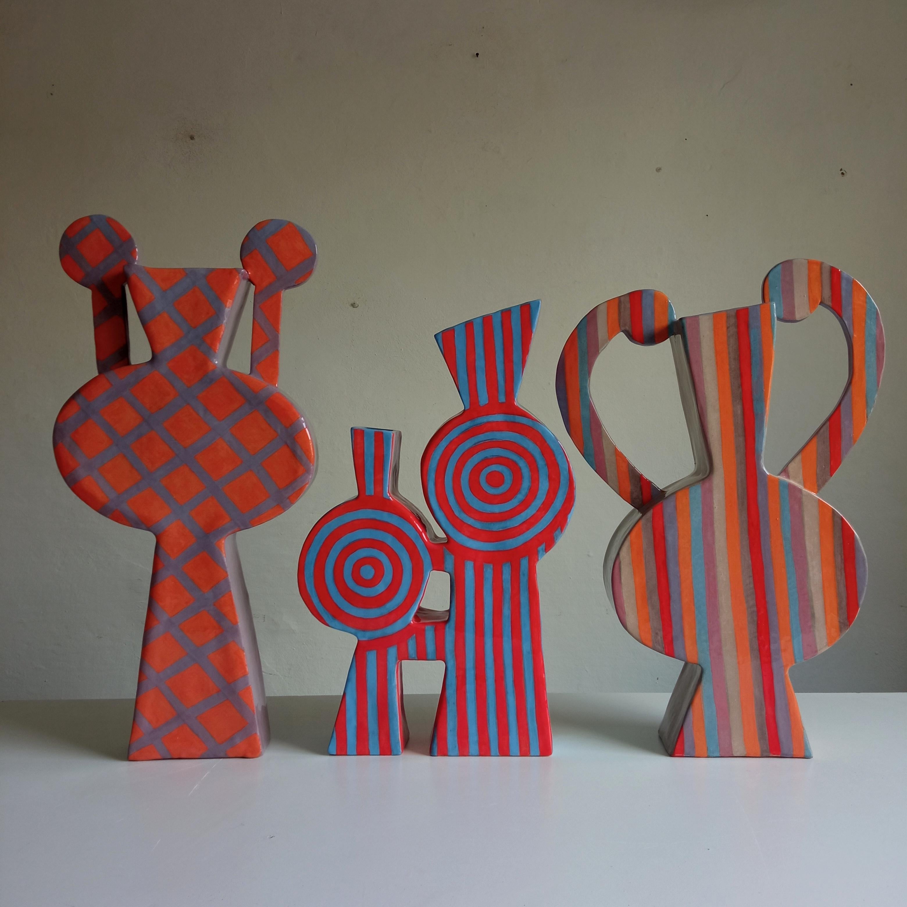 Hand-Painted LAMP ROB - Terracotta Vase - XXI Century - by Chiara Berta Artist For Sale