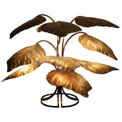Lamp sculpture by Carlo Giorgi, 9 rhubarb leaves, Italy circa 1970