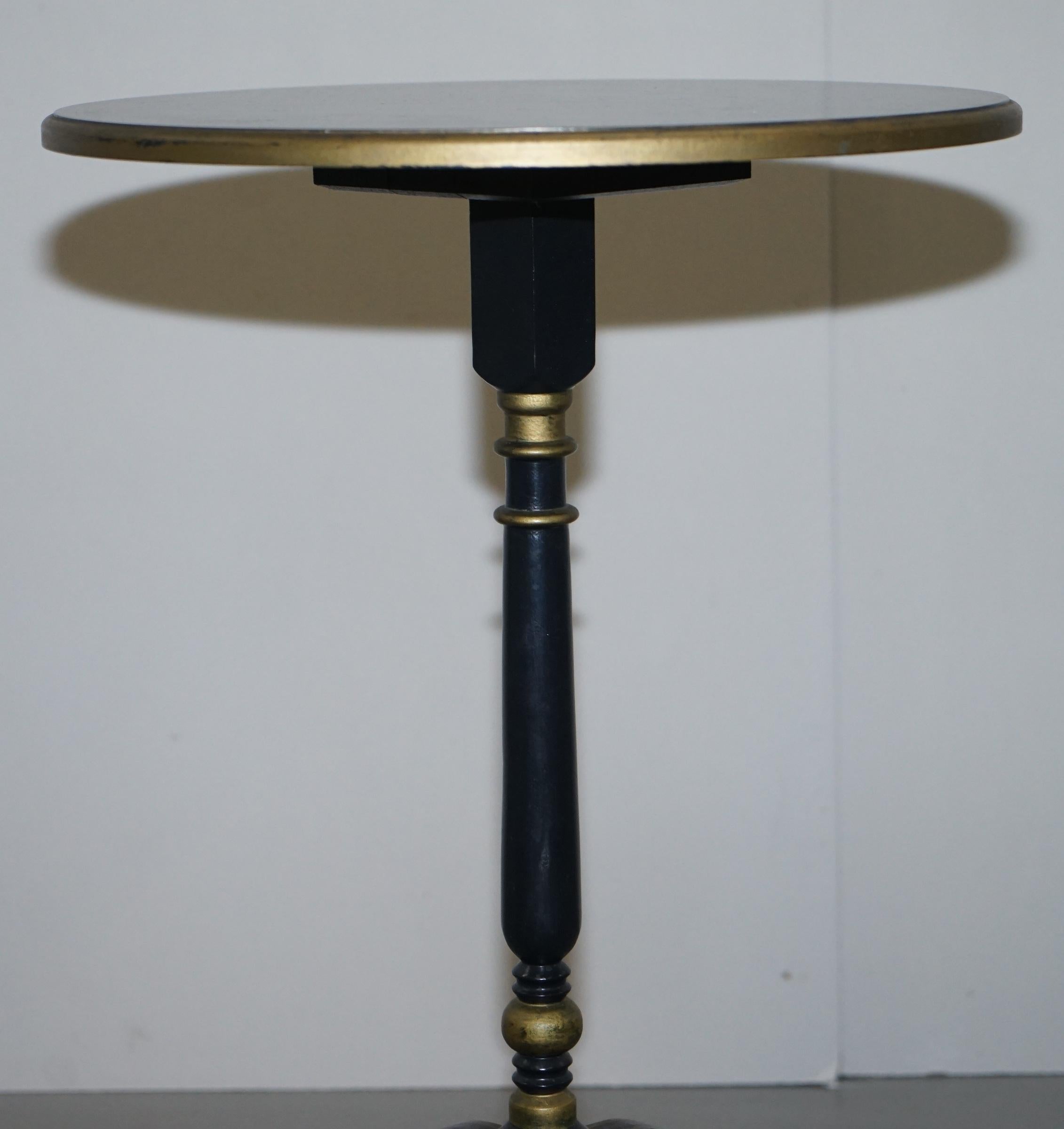 Ebonized Lamp Side End Table with Ebonised Black Frames and Gold Giltwood Detailing For Sale