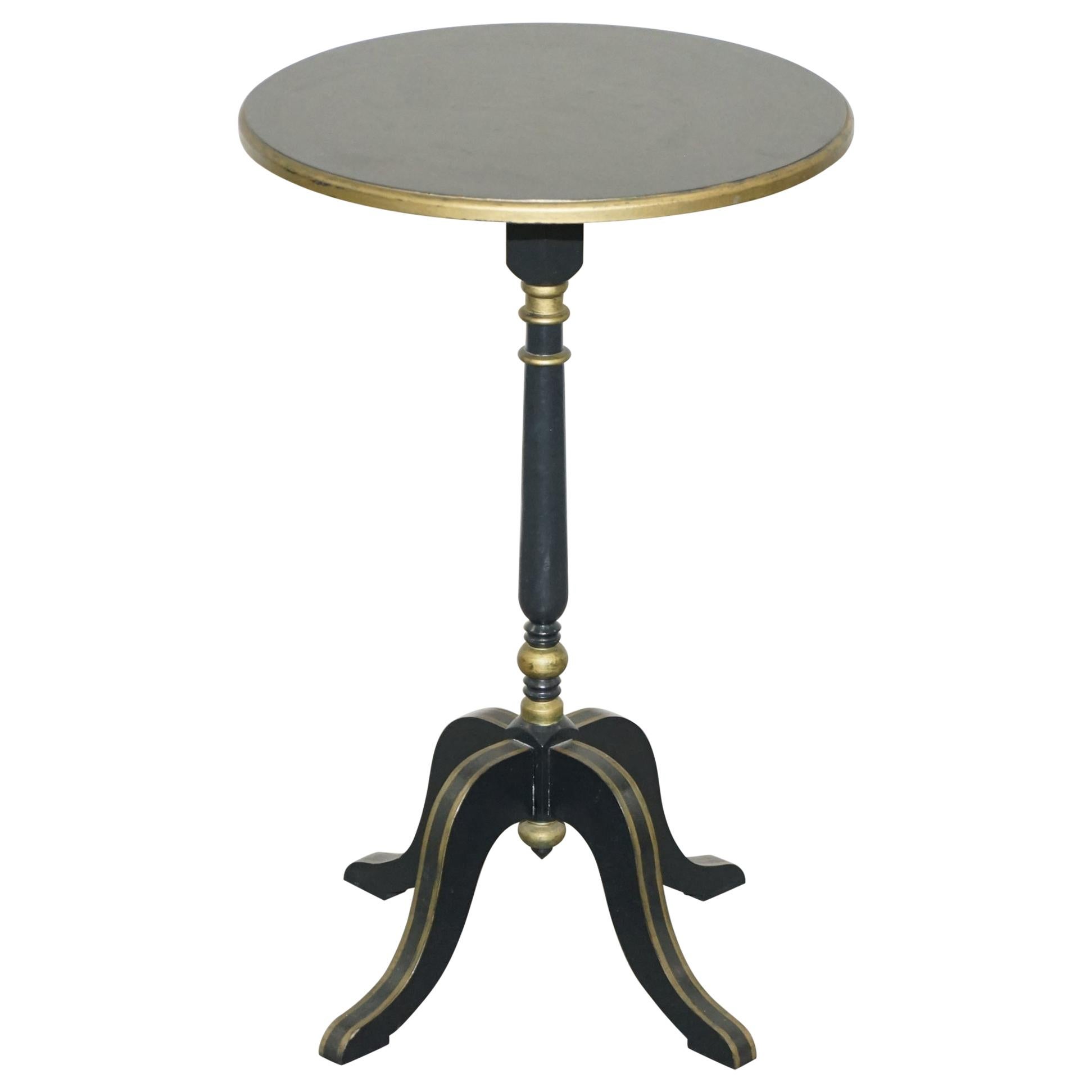 Lamp Side End Table with Ebonised Black Frames and Gold Giltwood Detailing For Sale