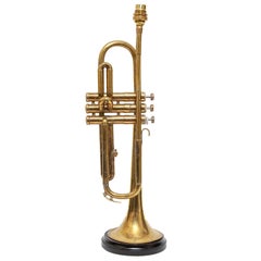 Lampentisch, Trompete aus Messing, Vintage