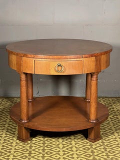 Lamp Table By Baker With Walnut Sunburst Top