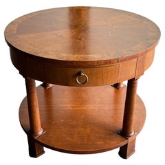 Lamp Table By Baker With Walnut Sunburst Top