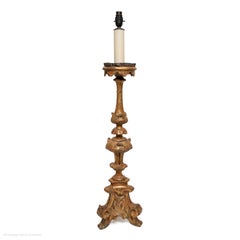 Lamp Table Candlestick Gilded Italian Triform Height to Top of Fitting