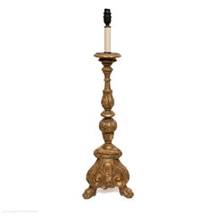 Table Lamp Candlestick Gilded 18th Century Baroque Italian 81cm 32" high