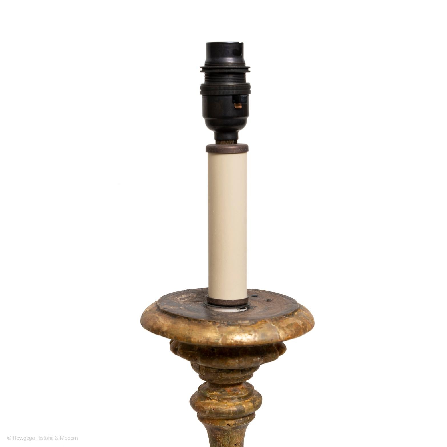 18th Century and Earlier Table Lamp Candlestick Gilded 18th Century Baroque Italian 81cm 32