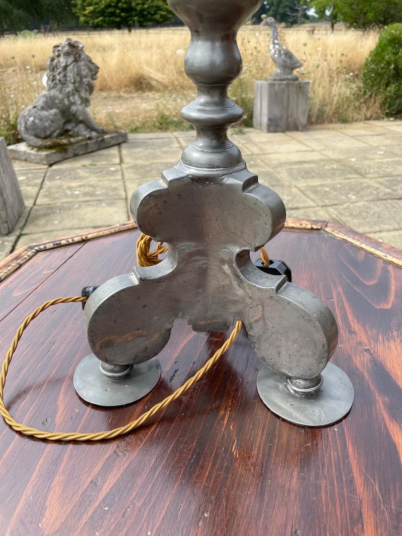Lamp Table Candlestick Pewter 17th Century Baroque For Sale 5
