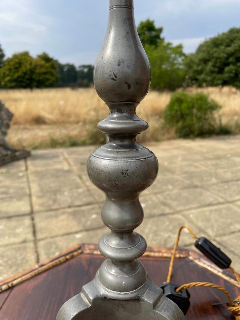 Lamp Table Candlestick Pewter 17th Century Baroque For Sale 1
