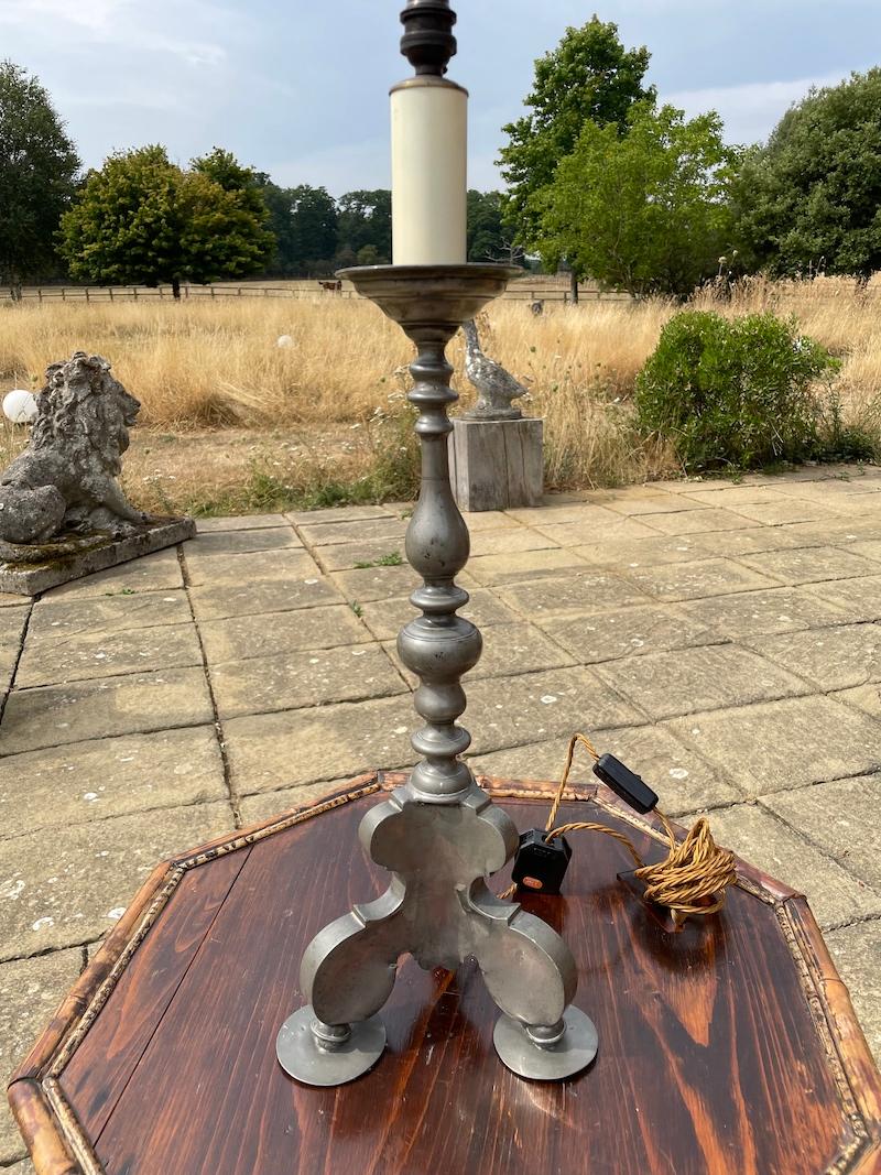 Lamp Table Candlestick Pewter 17th Century Baroque For Sale 3