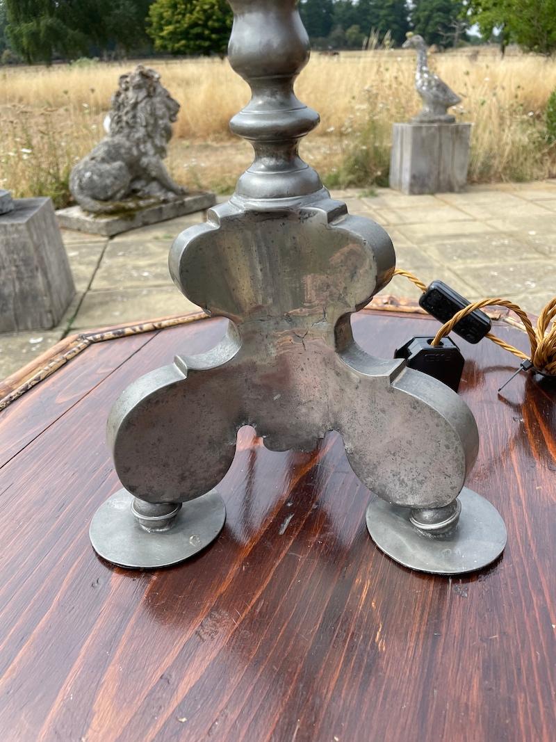Lamp Table Candlestick Pewter 17th Century Baroque For Sale 4