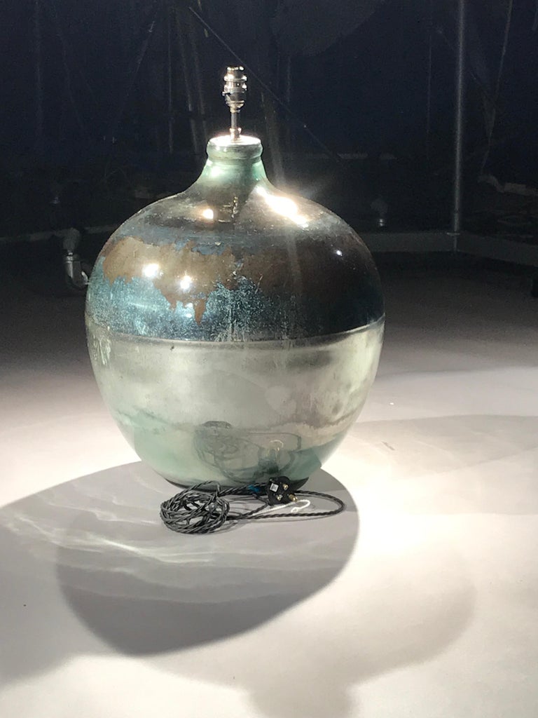 Lamp Table Carboy Demijohn Silvered Mirror Glass For Sale at 1stDibs