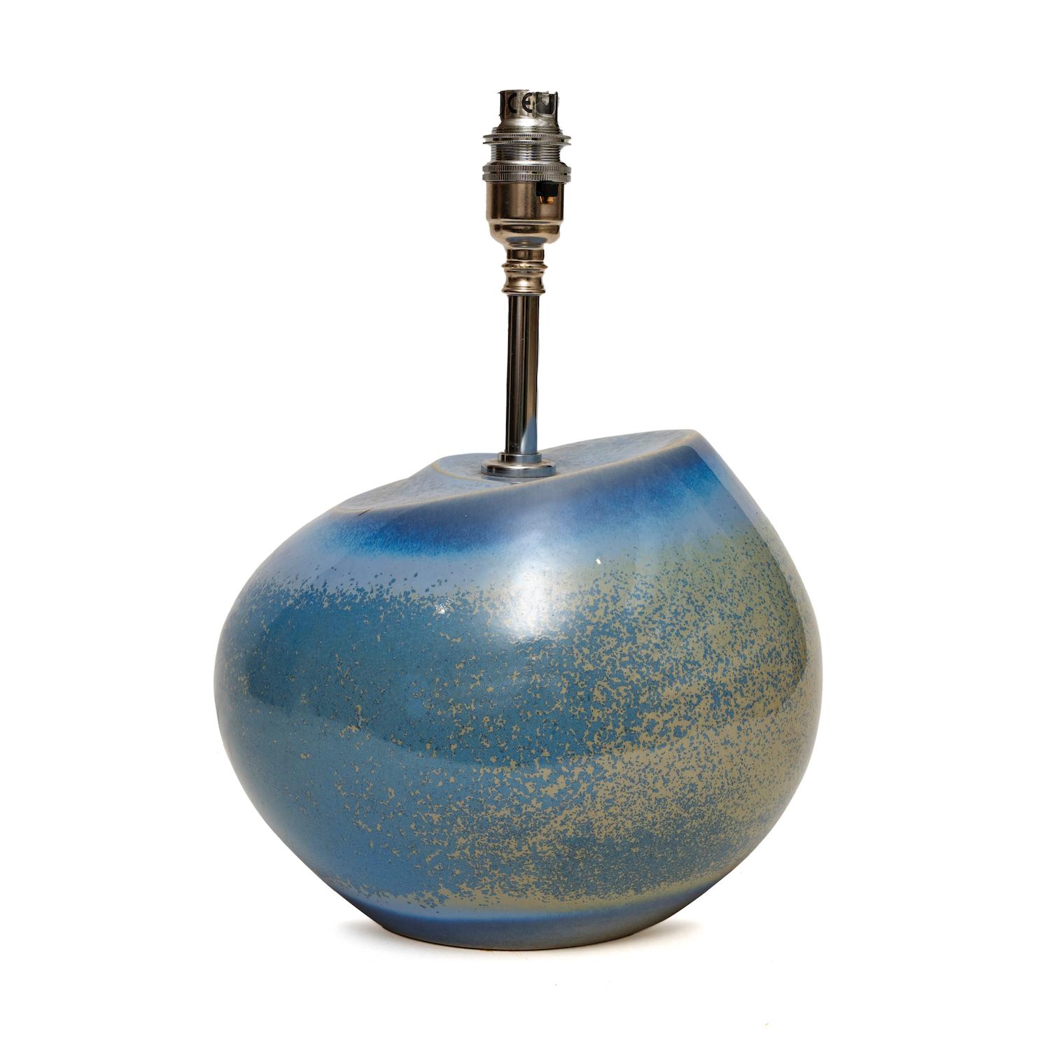 English Lamp Table Cobridge Stoneware Modernist Blue For Sale