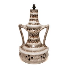 Lamp Table Floor West German Figural, Lava, Massive, Pierced Motled