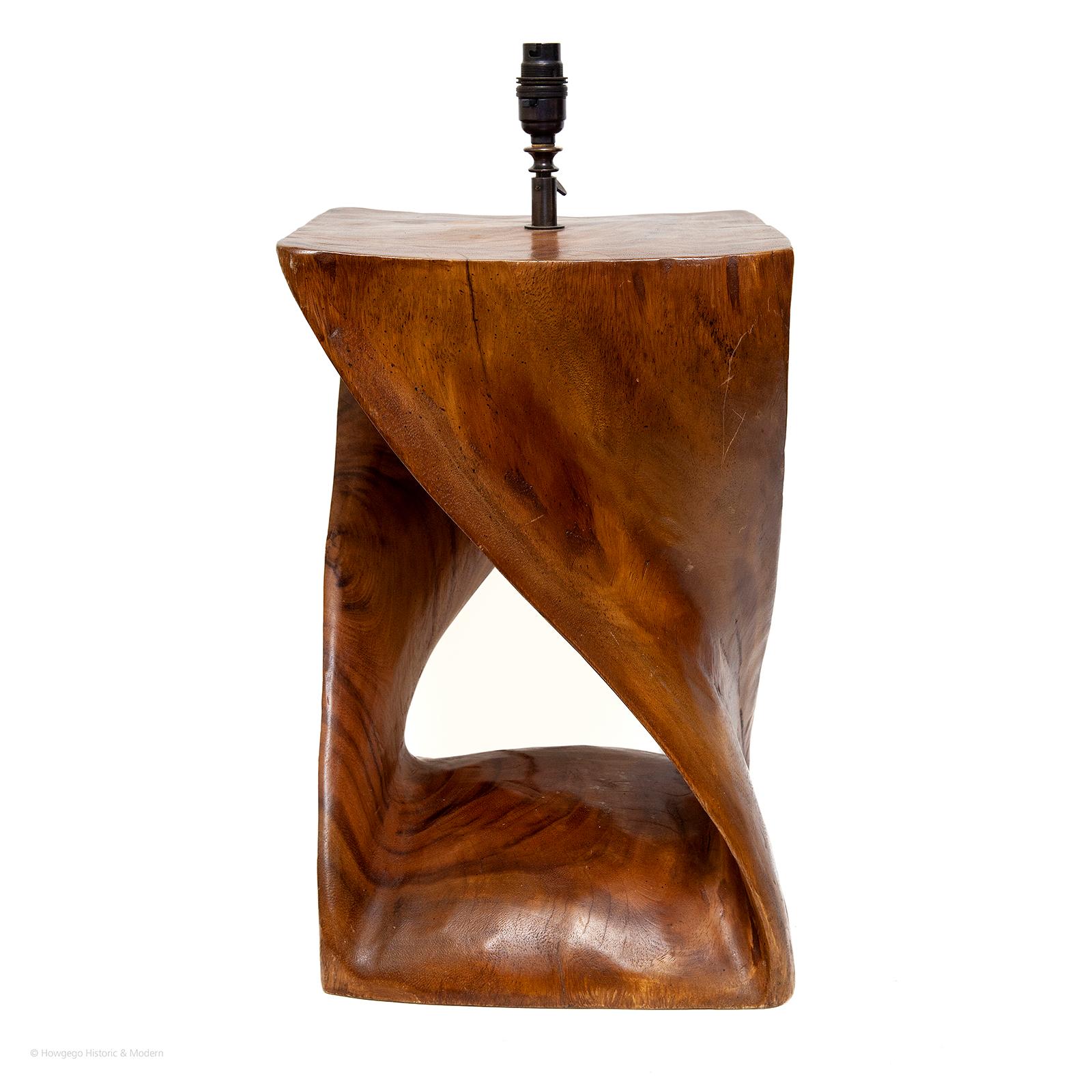 Hand-Carved lamp table hardwood carved sculpture 21