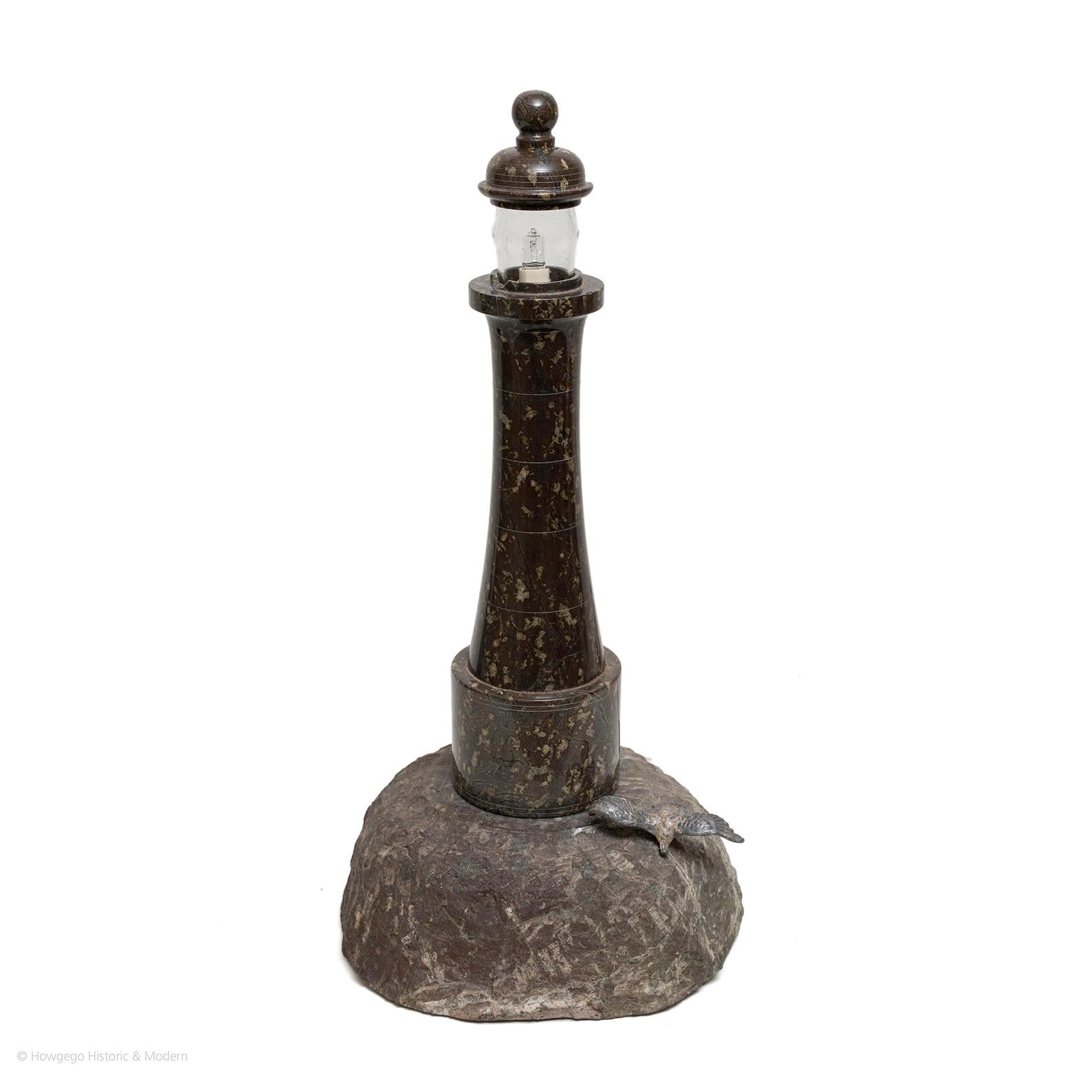 Moderno Lampada da tavolo Faro Gabbiano Granito della Cornovaglia, Pietra marina nautica in vendita